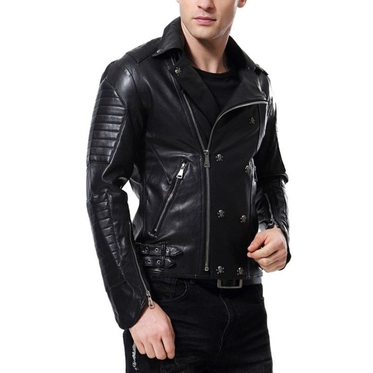 Introducing the Men's Skull Punk Style Faux Leather Jacket - the perfect addition to your wardrobe if you're looking for a unique and stylish outerwear option. Made from high-quality faux leather, this jacket is designed to offer you the perfect combination of comfort and durability.The jacket features a punk-inspired design, making it an excellent choice for those looking for a statement piece. It's a perfect blend of classic and modern styles, making it suitable for a wide range of occasions. Punk Style Leather Jacket With Zipper, Alternative Long Sleeve Biker Jacket For Fall, Biker Faux Leather Jacket For Streetwear, Faux Leather Biker Jacket For Streetwear, Black Leather Jacket For Fall In Alternative Style, Punk Faux Leather Biker Jacket With Zipper, Punk Style Faux Leather Jacket With Zipper, Punk Style Faux Leather Jacket With Zipper Closure, Punk Leather Jacket With Zipper For Winter