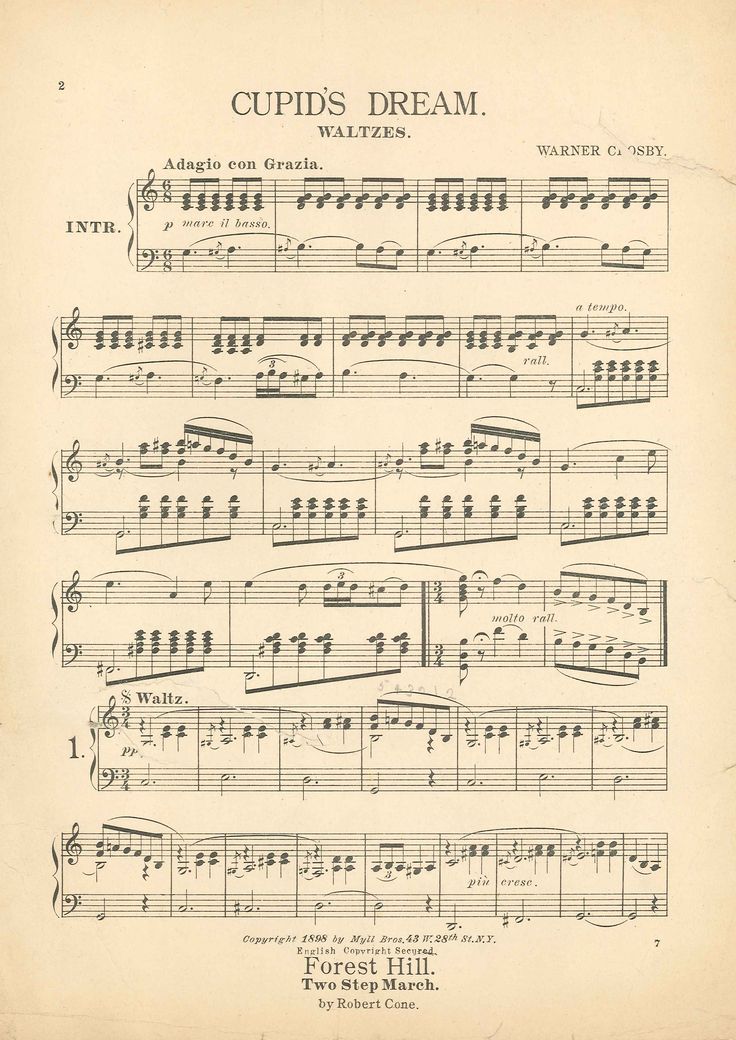 an old sheet music page with musical notations