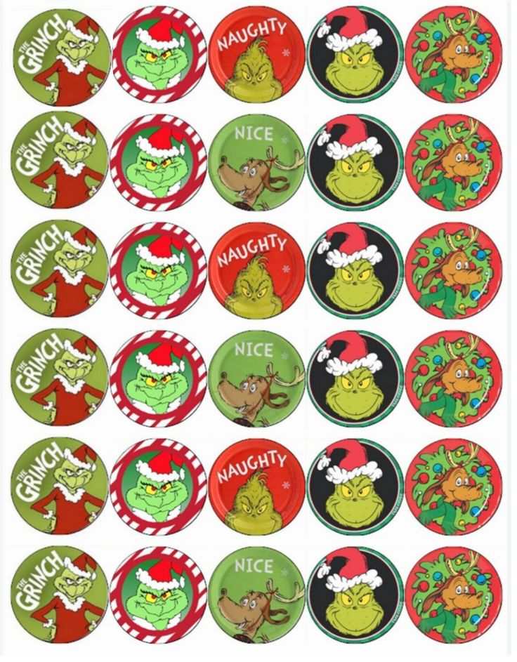 the grin's christmas party cupcake toppers