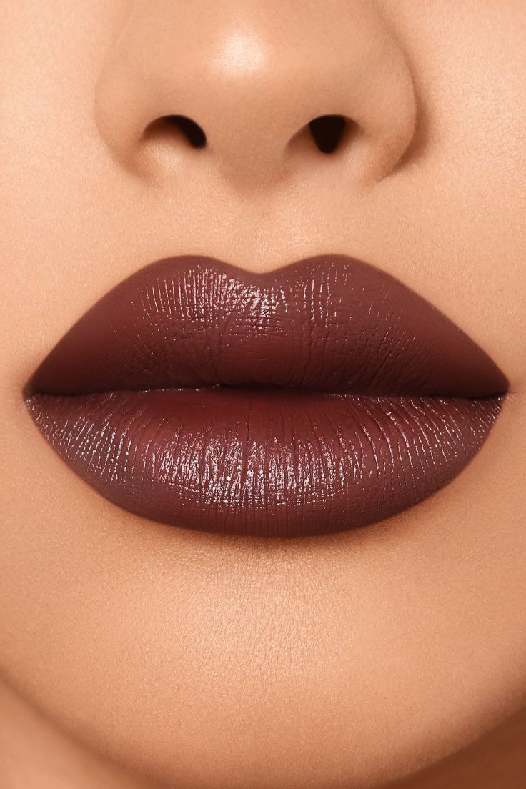 This luxurious lipstick features soft-focus pigments and a 3D polymer that locks in color. | Maven Lipstick in Notorious by Fashion Nova Goth Eyebrows, Bold Lipstick Makeup, Pretty Lipstick Colors, Wedding Lipstick, Trendy Lipstick, Brown Lips, Summer Lipstick, Lipstick Style, Best Lipstick Color