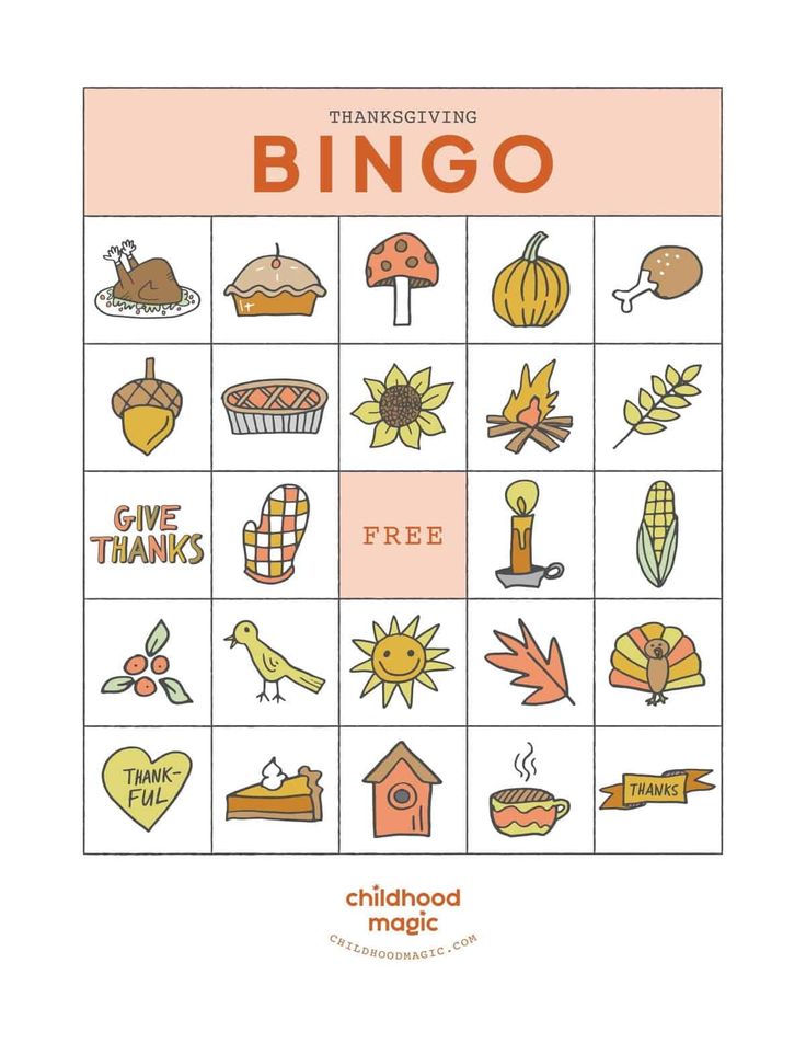 the thanksgiving bingo game is shown in orange and white