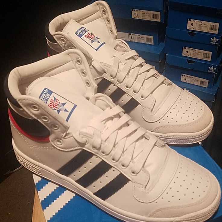 Brand New With Tags Adidas Casual Custom Mid-top Sneakers, Adidas High-top Sneakers With Red Sole, Casual White Adidas High-top Sneakers, Adidas Custom Sneakers With Red Sole, Adidas Custom High-top Sneakers With Red Sole, Adidas Og, Red Adidas, Adidas Shoes, Adidas Men