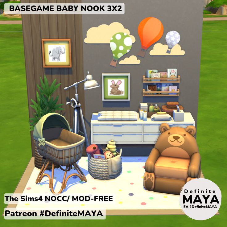 the baby nook 3x2 is set up in a room with furniture and decor