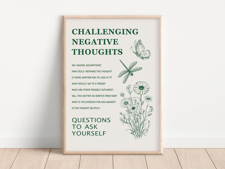 Challenging Negative Thoughts, Mental Health Art Print, Therapy Office Decor, Psychology Posters, Digital Download, Printable Wall Art You can decorate your therapy office with this high-quality inspirational poster to create a corresponding atmosphere, or as a self-help inspirational reminder in your home decor. Beautifully designed Original Boho Art Print is perfect for your office to create a safe & cozy space for therapy sessions with clients whether you are a therapist, counselor, teacher o Art For Therapy Office, Challenging Negative Thoughts, Psychology Posters, Health Art, Therapy Office Decor, Therapy Office, Inspirational Posters, Types Of Printer, Negative Thoughts