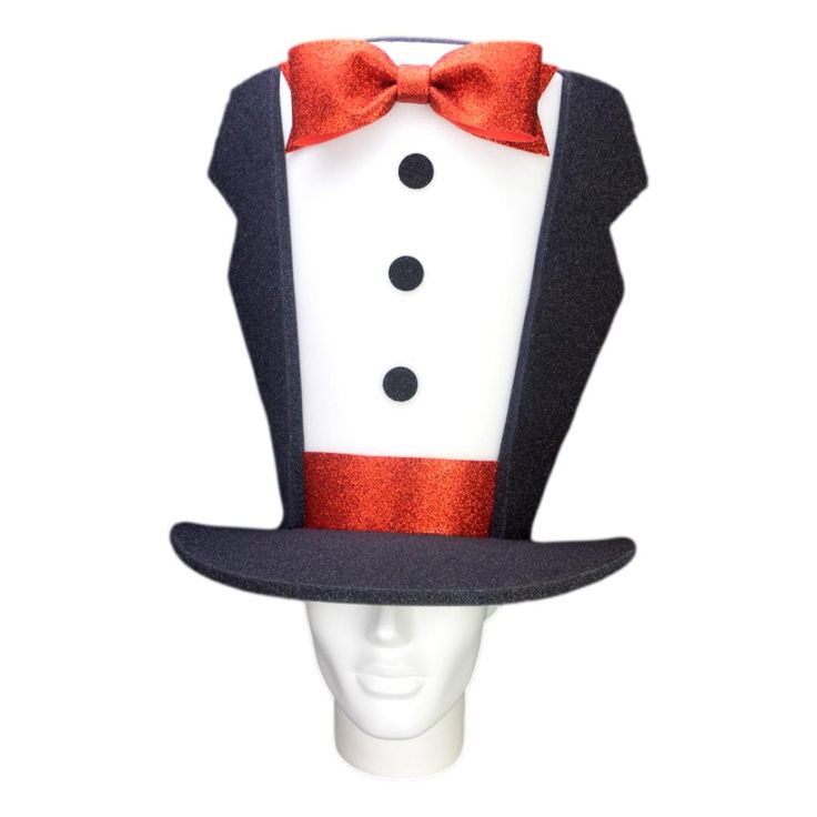 This Gala Tuxedo Hat will definitely make you stand out at your next Party, Hora Loca, Wedding, Corporate Event, Birthday, Quinceanera, or Halloween Party! It can be used as a wedding hats, top hats, photo booth props, or a party favor. Novelty High Crown Costume Hats For Parties, Novelty Hats For Carnival Themed Events, Fun Costume Hats With Curved Brim For Parties, Fun Party Costume Hat With Curved Brim, Novelty Party Hat Supplies, Fun Party Mini Hat With Curved Brim, Novelty Hats For Costume Party And Carnival, Novelty Hats For Carnival Costume Party, Novelty Top Hat For Carnival Costume Party