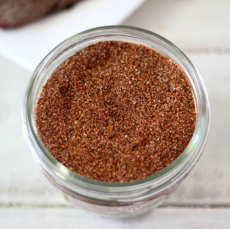 a glass jar filled with some kind of food