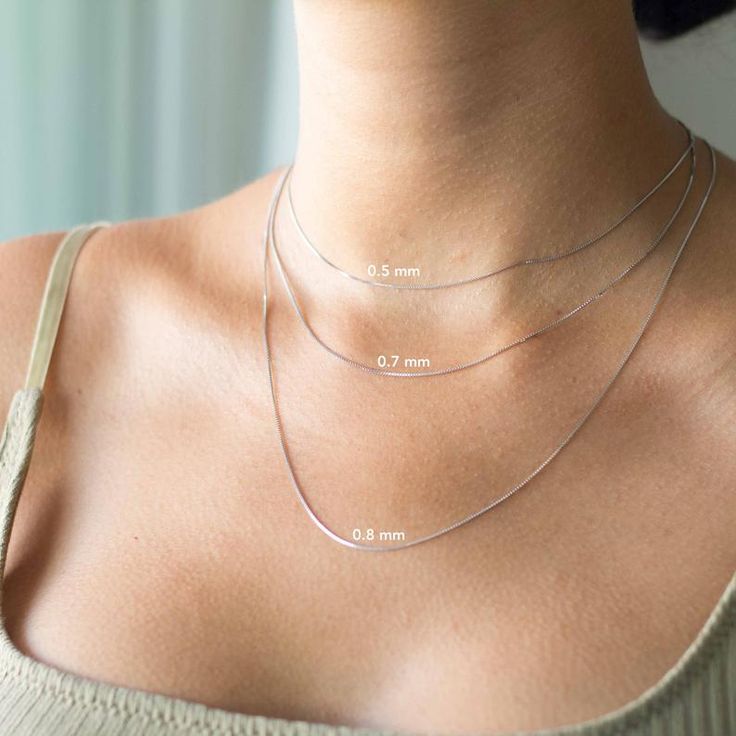 14K Solid White Gold Box Chain Necklace Dainty Silver Chain | Etsy Minimalist Charm Necklace With Figaro Chain As Gift, Minimalist Figaro Chain Charm Necklace As Gift, Minimalist Snake Chain Charm Necklaces As Gift, Minimalist Snake Chain Charm Necklace For Everyday, Dainty Hypoallergenic Chain Necklace, Dainty Charm Necklace With Box Chain, Minimalist Charm Necklace With Delicate Snake Chain, Minimalist Hypoallergenic Snake Chain Necklace, Minimalist Charm Necklace With Figaro Chain