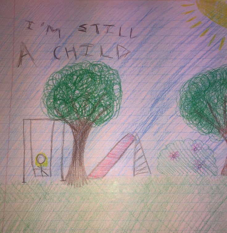 a child's drawing of trees and the words i'm still a cheer