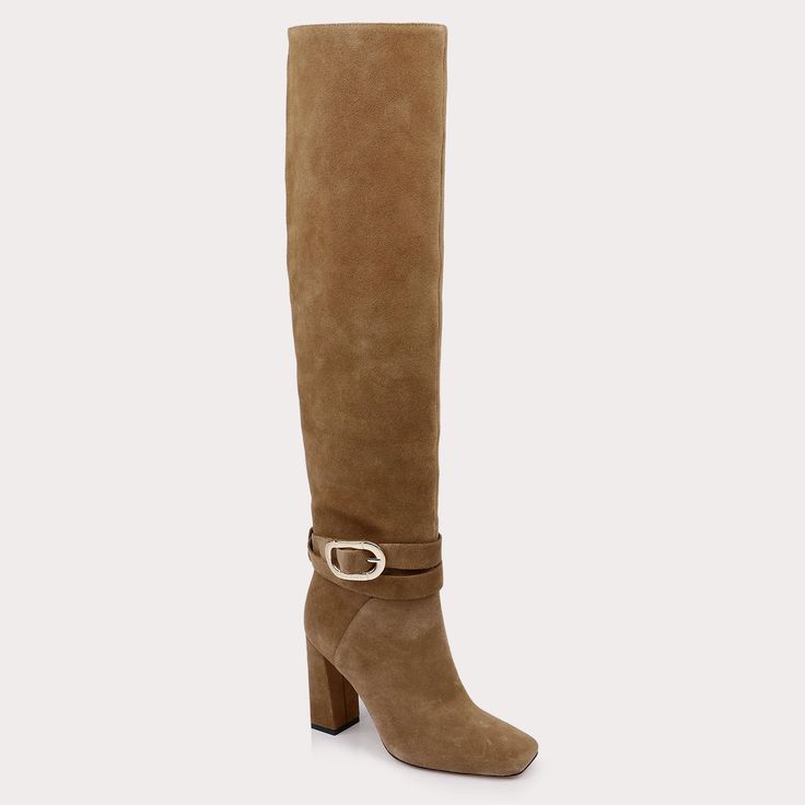 Give autumn an ultimatum. An effortlessly chic profile of 100% leather, leveled-up with a gold-buckle ankle strap—Samantha is the high-shaft boot worn by women who know what they want. - Heel Height: 95mm - 100% Suede Leather - High Shaft - Gold Buckle Ankle Strap Chic High Shaft Heeled Boots For Fall, Elegant Fall Boots With Buckle Closure, Chic High Shaft Boots For Fall, Formal Winter Heeled Boots With Buckle Closure, Chic Calf Leather Boots With Buckle Closure, Chic Heeled Boots With Buckle Closure For Formal Occasions, Formal Fall Boots With Ankle Strap, Chic Formal Heeled Boots With Buckle Closure, Formal Fall Ankle Strap Boots