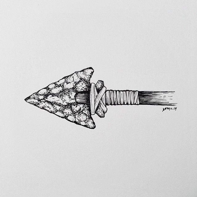 a pencil drawing of a knife stuck in a piece of paper