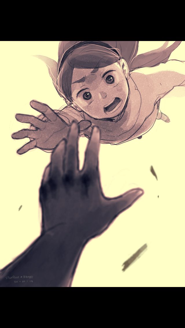 a drawing of a person reaching for something