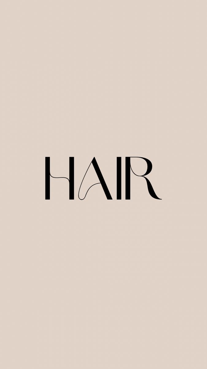 the word hair written in black on a beige background