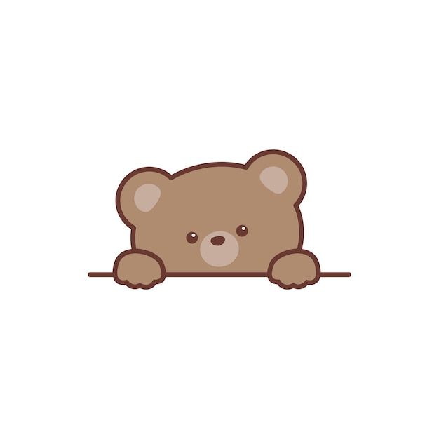 a brown teddy bear peeking out from behind a wall