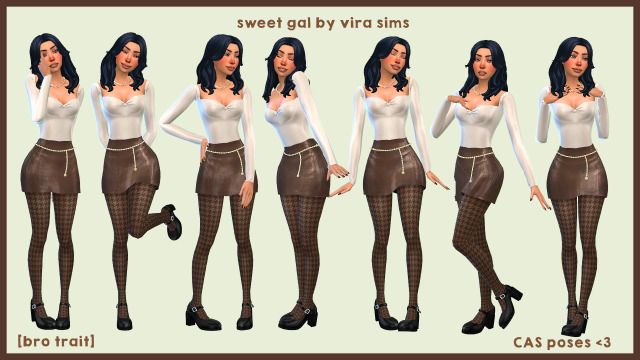 sweet gal cas poses! [bro trait] Cas Poses, 3d Pose, Sims 4 Traits, Leg Cast, Sims 4 Teen, Sims 4 Cas, Sims Mods, Lots Of Love, Cute Poses