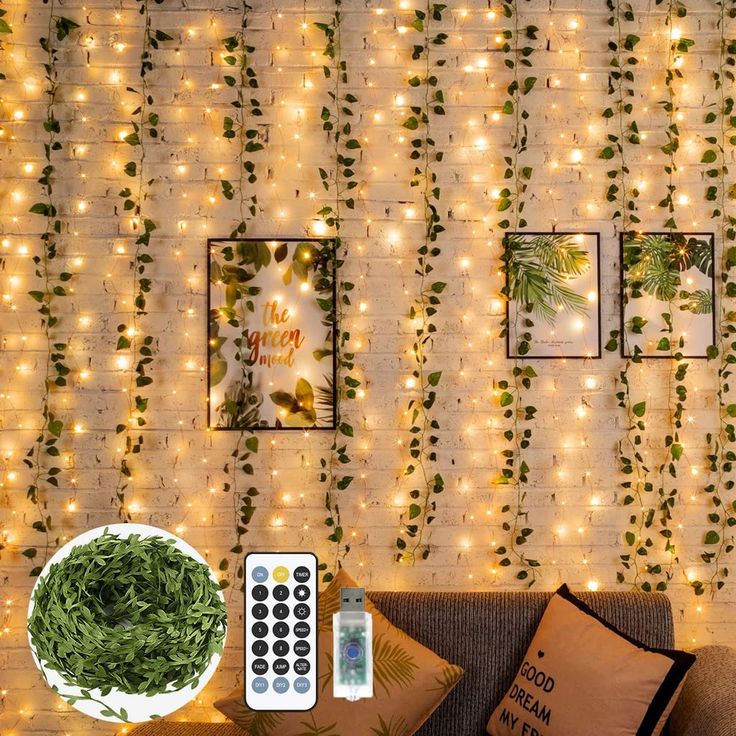 PRICES MAY VARY. 66ft 200 Warm White Led with Artificial Vines--The copper wire is flexible, you can bend it to any shape or wrap it on anything you want like wreaths, trees, flowers, weddings with bouquets. There are many creative ideas of the starry lights for teen girl room decor, kid's bedroom decor. Upgraded Version of Artificial Vines--Naturalistic look, very similar to real vines. Artificial made with high-grade silky fabric, the artificial leaf ribbon is free of any smell and best suited Led String Lights Bedroom, Rectangle Bedroom, Leaf Fairy, Fake Leaves, Plant Lights, String Lights In The Bedroom, Fairy Lights Bedroom, Starry Lights, Lights Bedroom