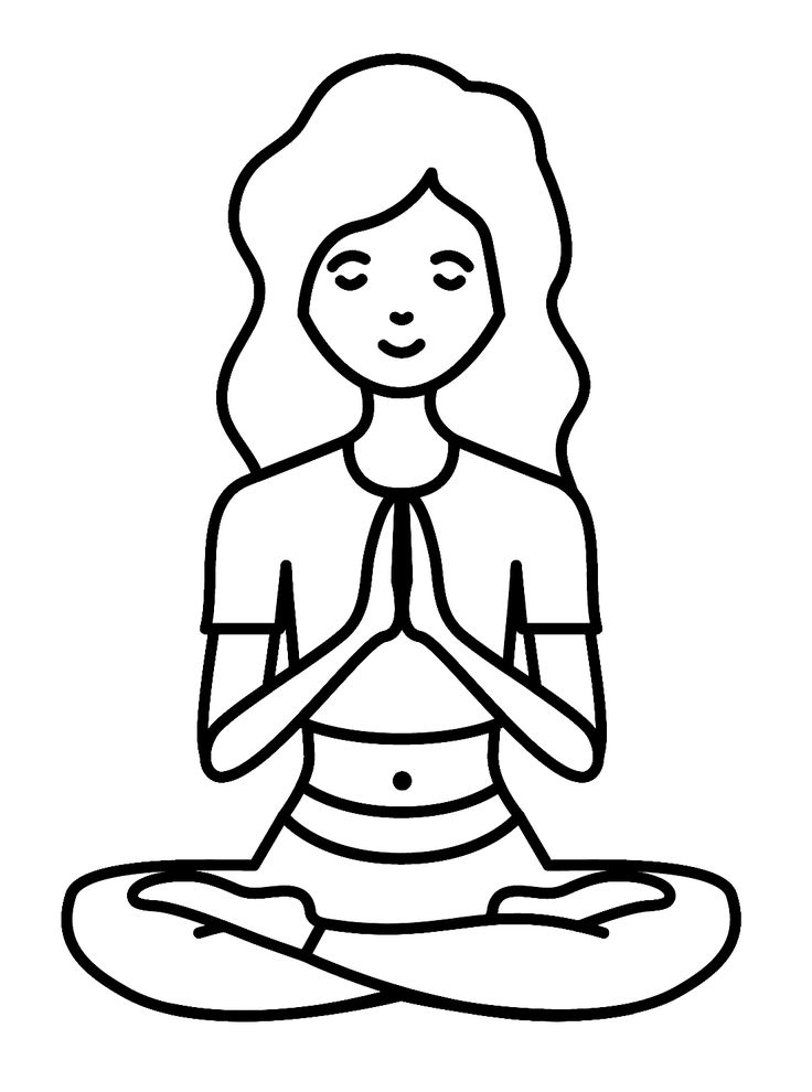 a woman is sitting in the lotus position with her eyes closed and hands folded out