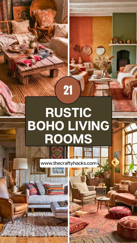 rustic boho living rooms with lots of furniture