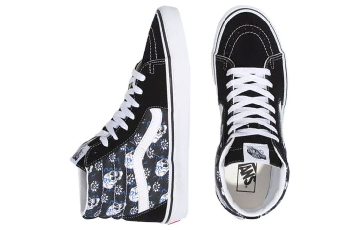 Vans Sk8-Hi 'Flash Skulls' Black/True White VN0A4U3C1HJ Vans Sk8 Hi, Sk8 Hi, Vans Sk8, Stylish Sneakers, Perfect Pair, Your Perfect, Flash, Sneakers, White