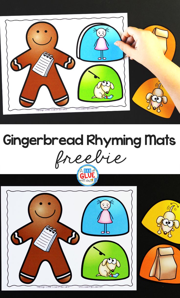 gingerbread rhyming mats for pre - k students to use in the classroom