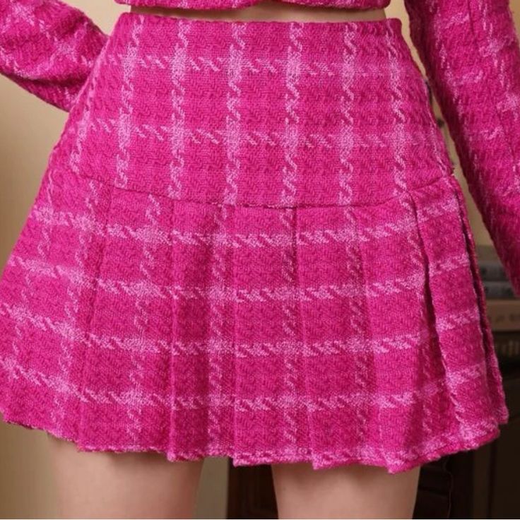 Pink Plaid Pleated Skirt Bought As A Duplicate For Sizing In Previous Listing Skirt Only Size Small Spring Fitted Plaid Skort, Fitted Plaid Mini Skirt For Spring, Trendy Plaid Mini Skirt, Pink Skirt For Fall, Fitted Plaid Skirt For Party, Pleated Plaid Skort For Spring, Fitted Plaid Tennis Skirt For Spring, Trendy Lined Mini Hem Skirt, Spring Plaid Mini Length Tennis Skirt