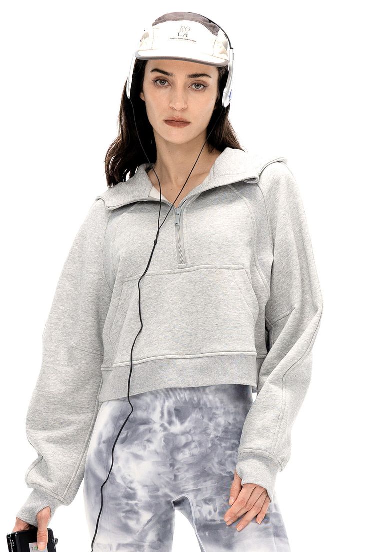 With an oversized fit and the soft, cozy fabric you love, this Threaded Hoodie silhouette keeps your post-practice comfort at peak levels. Gray Fleece Sweatshirt For Workout, Oversized Functional Sports Hoodie, Oversized Functional Hoodie For Sports, Half-zip Athleisure Hoodie For Workout, Athleisure Half-zip Hoodie For Workout, Athleisure Half-zip Workout Hoodie, Athleisure Half-zip Hoodie For Gym, Winter Workout Half-zip Hoodie, Athleisure Fleece Half-zip Hoodie