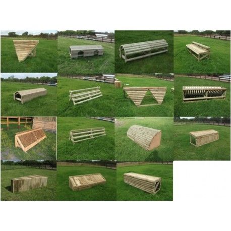 many different types of wooden benches in the grass