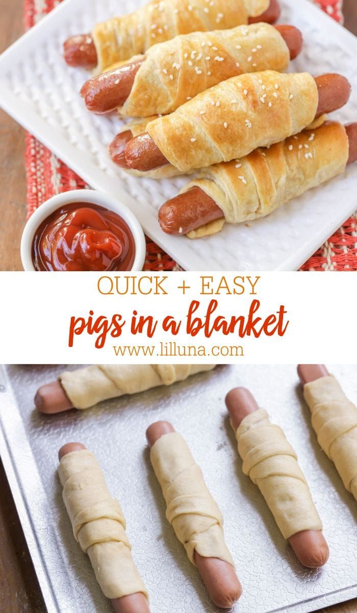 pigs in a blanket recipe with text overlay