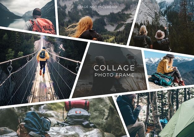 collage of people walking across a suspension bridge