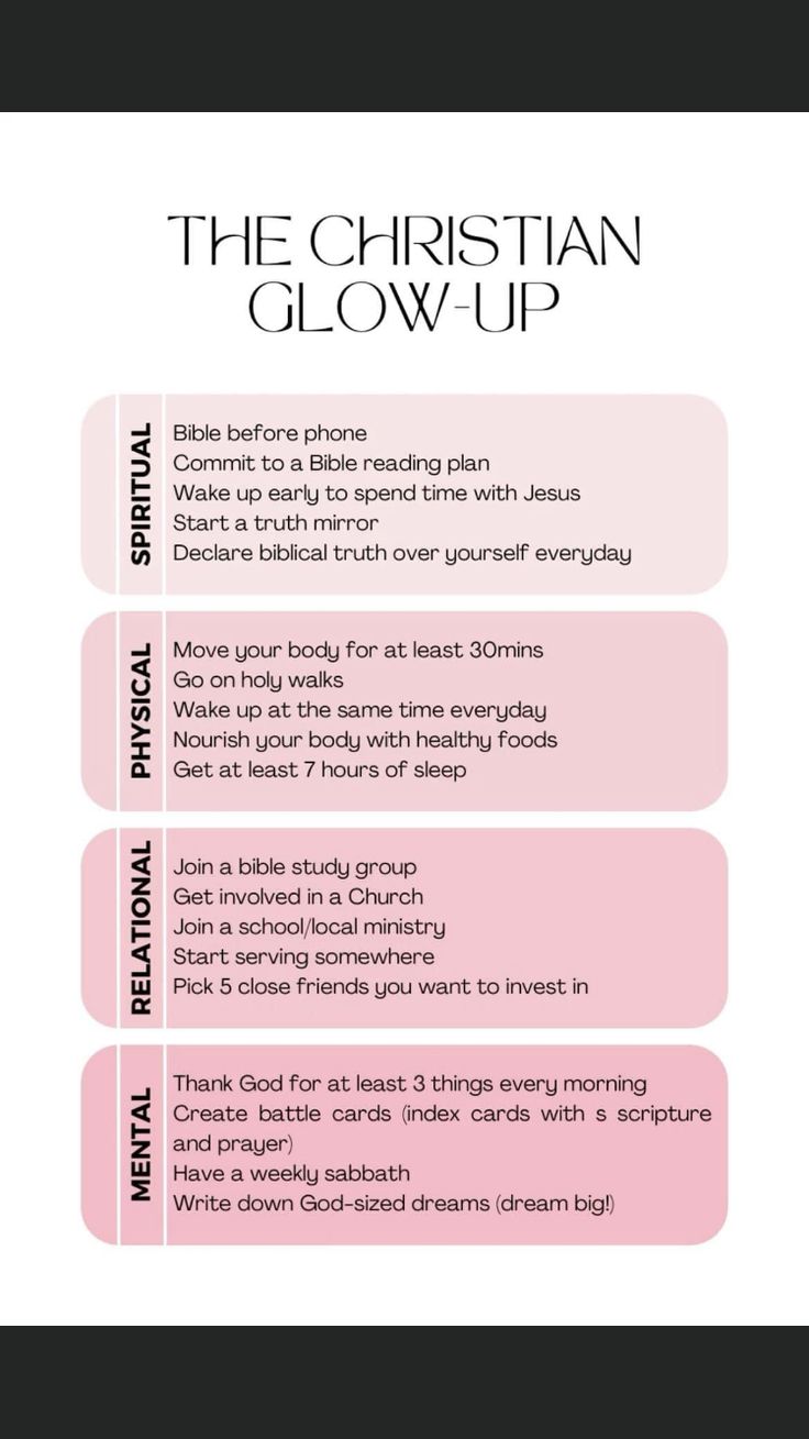 the christian glow - up is shown in pink and black, with text on it