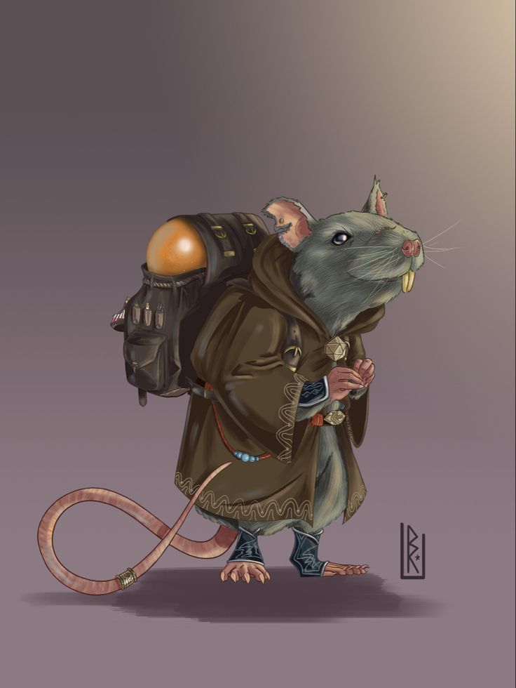 a mouse with a backpack on it's back