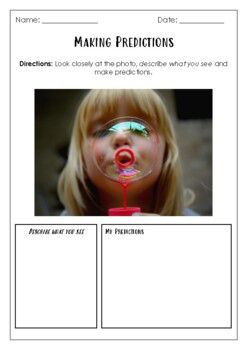 an image of a child making predicates worksheet with pictures on it