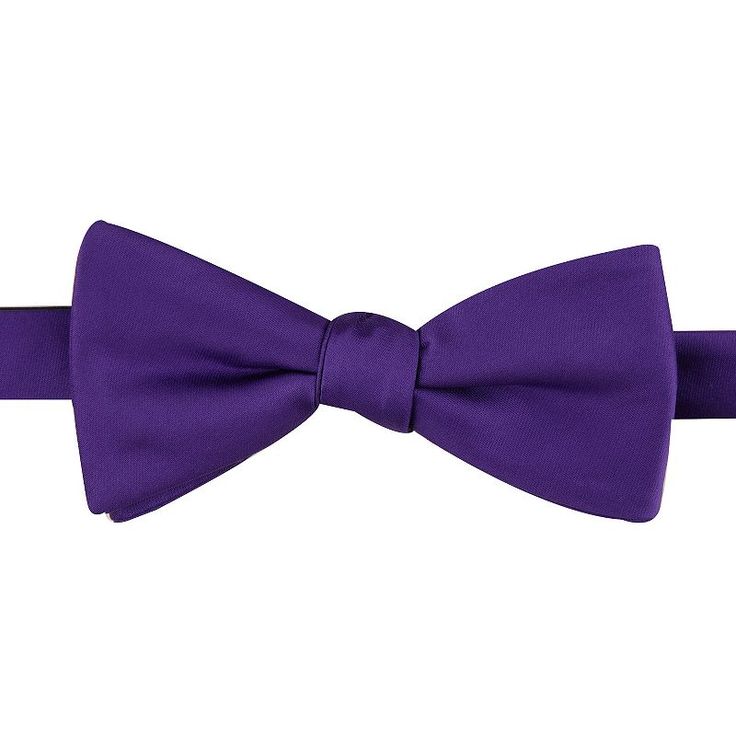 Look your absolute best while wearing this pre-tied bow tie from Bespoke. Look your absolute best while wearing this pre-tied bow tie from Bespoke. Bow-tying made simple. Watch now. Pre-tied design Adjustable strapFABRIC & CARE Polyester Spot clean Imported Size: One Size. Color: Purple. Gender: male. Age Group: adult. Pattern: Solid. Dapper Adjustable Tie With Satin Bow, Dapper Adjustable Satin Bow Tie, Adjustable Satin Bow Tie In Dapper Style, Adjustable Pre-tied Decorative Bow, Adjustable Pre-tied Bow Tie, Pre-tied Decorative Bow Tie For Black Tie Events, Classic Pre-tied Butterfly Knot Bow Tie, Adjustable Dapper Ties With Bow Tie Back, Classic Adjustable Bow With Bow Tie Back