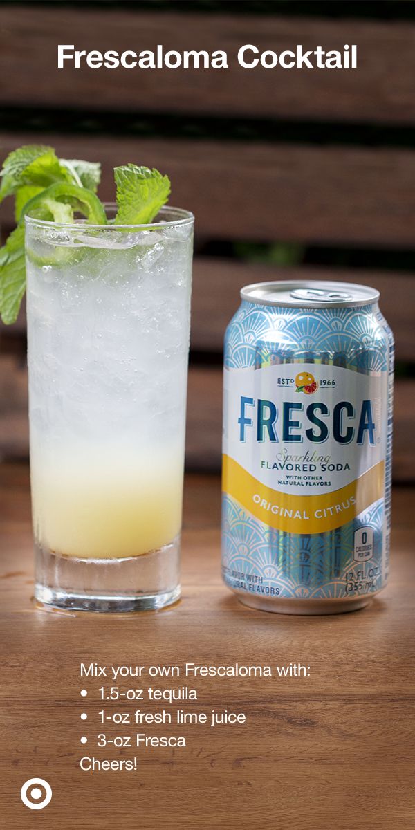 a can of fresca next to a glass filled with ice