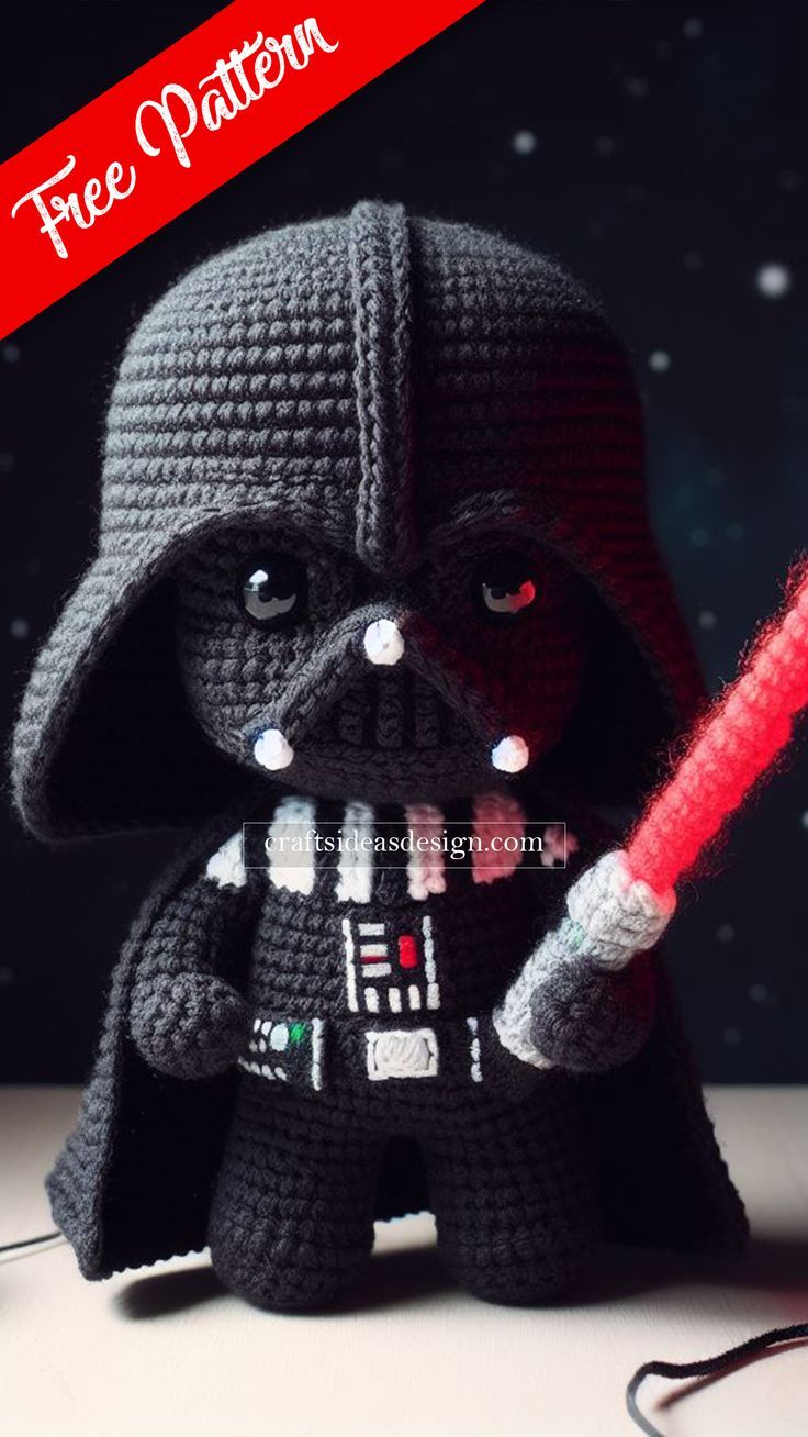 Darth Vader Amigurumi - Free pattern Crochet Darth Vader Hat Pattern Free, Darth Vader Knitting Pattern, Crochet Darth Vader Amigurumi, Crochet Darth Vader Hat, Darth Vader Crochet Pattern, Darth Vader Crochet Pattern Free, Legend Of Zelda Crochet Pattern Free, Starwars Crochet Free Pattern, Crochet Star Wars Free Pattern