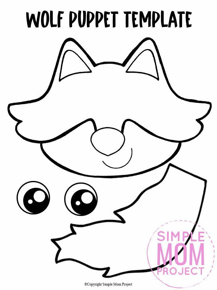 the wolf puppet template for kids to color