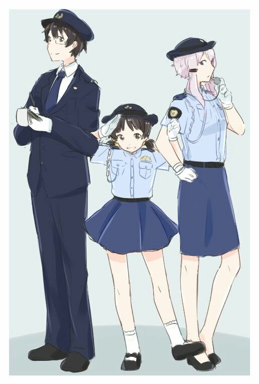 three people in uniform standing next to each other with their hands on their hipss