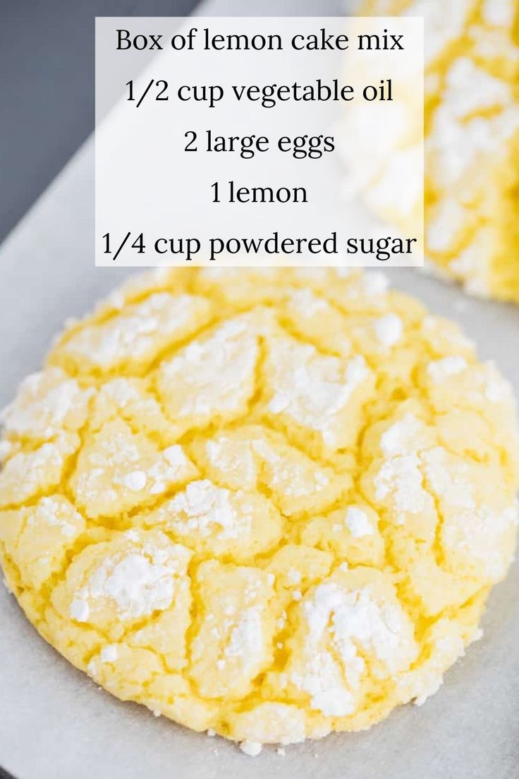 two lemon cake mix cookies on top of each other