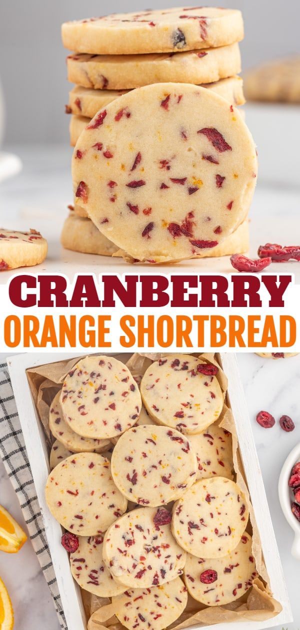 cranberry orange shortbread cookies in a white box