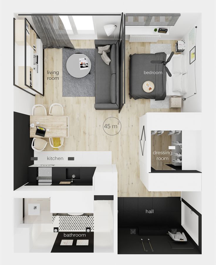 an overhead view of a small apartment