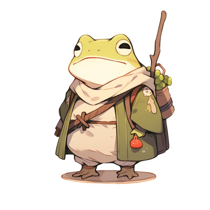 Cute Kawaii Froggy Wise Man Traveler Frog Sticker Frostbite Studios, Scrapbooking Original, Frog Art, Dungeons And Dragons Characters, Dnd Art, A Frog, Creature Concept Art, Fantasy Concept Art, Cute Frogs