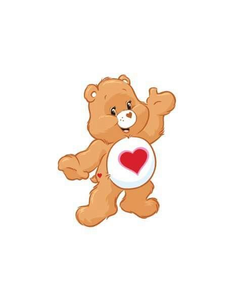 a brown teddy bear with a heart on it's chest holding a white frisbee