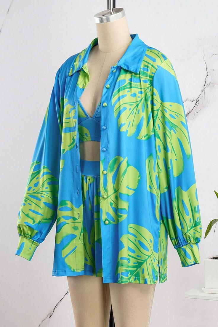 Long Sleeve Patchwork Sets For Spring, Green Long Sleeve Sets For Spring, Green Long Sleeve Spring Sets, Blue Patchwork Long Sleeve Sets, Blue Patchwork Sets With Long Sleeves, Blue Long Sleeve Patchwork Sets, Green Long Sleeve Casual Sets, Green Long Sleeve Summer Sets, Casual Blue Patchwork Sets