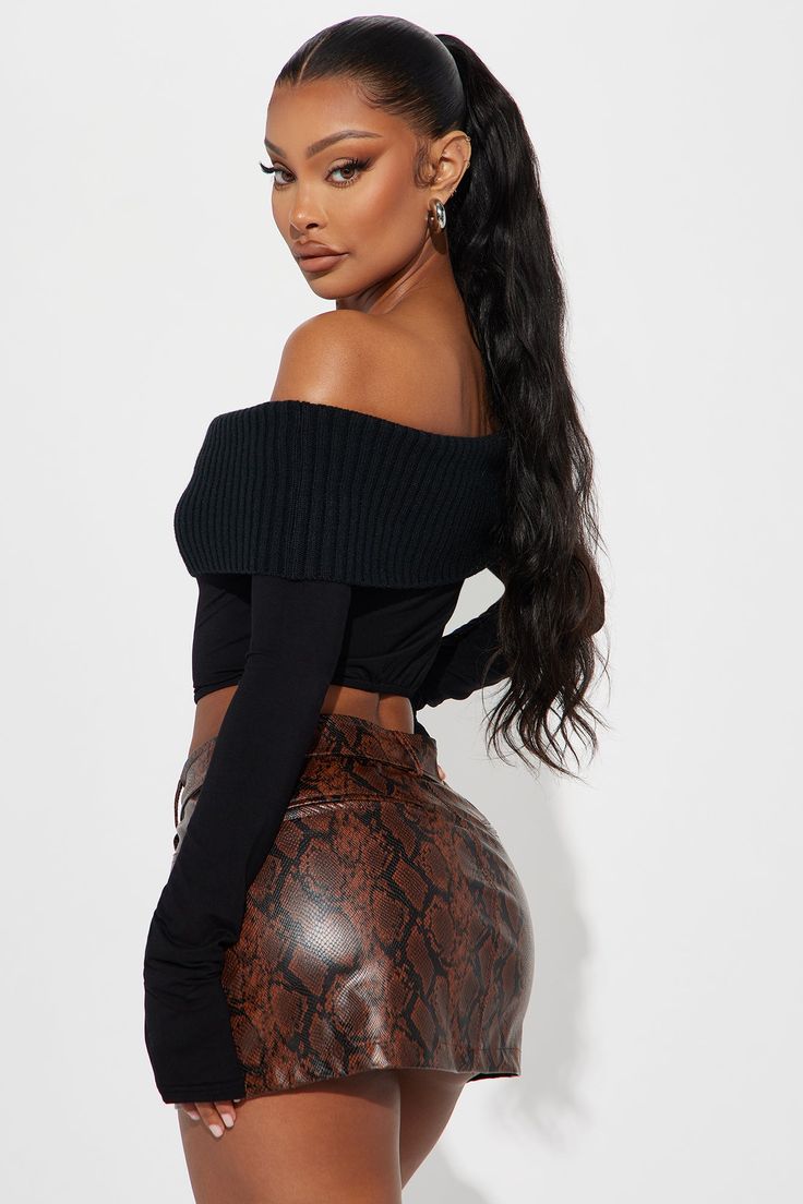 Available In Black And Grey. Pullover Sweater Long Sleeve Thumb Holes Off Shoulder Cropped Ribbed Mixed Fabric Self: 65% Acrylic 35% Nylon Lining: 95% Human Cotton 5% Spandex Imported | Good Days Cropped Off Shoulder Sweater in Black size XL by Fashion Nova Long Sleeve Crop Top For Night Out Winter, Long Sleeve Crop Top For Night Out In Winter, Black Crop Top For Fall, Knit Top For Night Out In Fall, Black Knit Top For Fall Night Out, Off-shoulder Tops For Winter Night Out, Winter Off-shoulder Tops For Night Out, Black Knit Top For Winter Night Out, Trendy Knit Top For Night Out In Winter