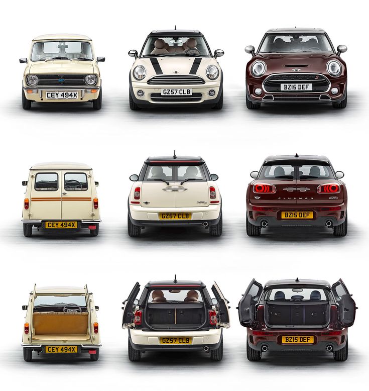 many different cars are shown with the words mini evolution