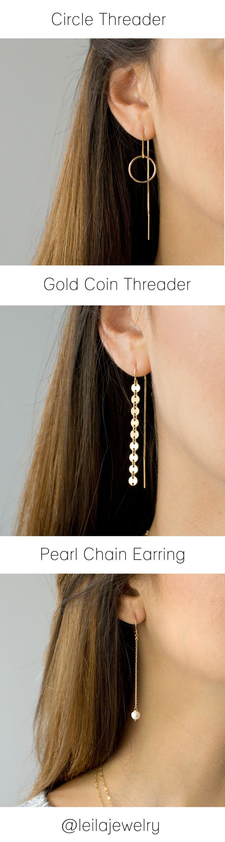 threader earrings by #leilajewelry Earrings Everyday, Great Teacher Gifts, Long Dangle Earrings, Gold Coin, Earrings Minimalist, Bespoke Jewellery, Layered Jewelry, Threader Earrings, Earrings Long