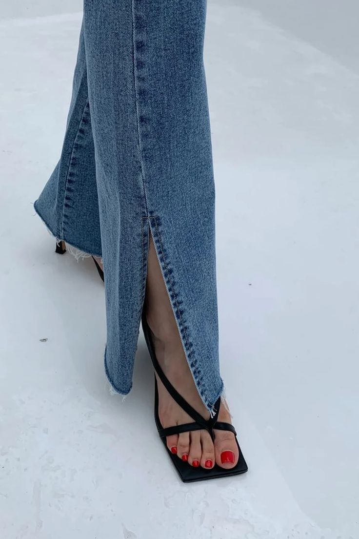 High Waist Splited Wide Leg Slim Jeans Pants – Tomscloth Casual High-cut Leg Pants For Spring, Spring Casual High-cut Leg Pants, Casual High-cut Leg Spring Bottoms, Casual High-cut Leg Summer Pants, Casual Bottoms With Split Design, Casual Full-length Bottoms With Split Design, Casual Full Length Bottoms With Split Design, Casual Non-stretch Bottoms With Split Design, Full Length Bottoms With Split Design For Summer