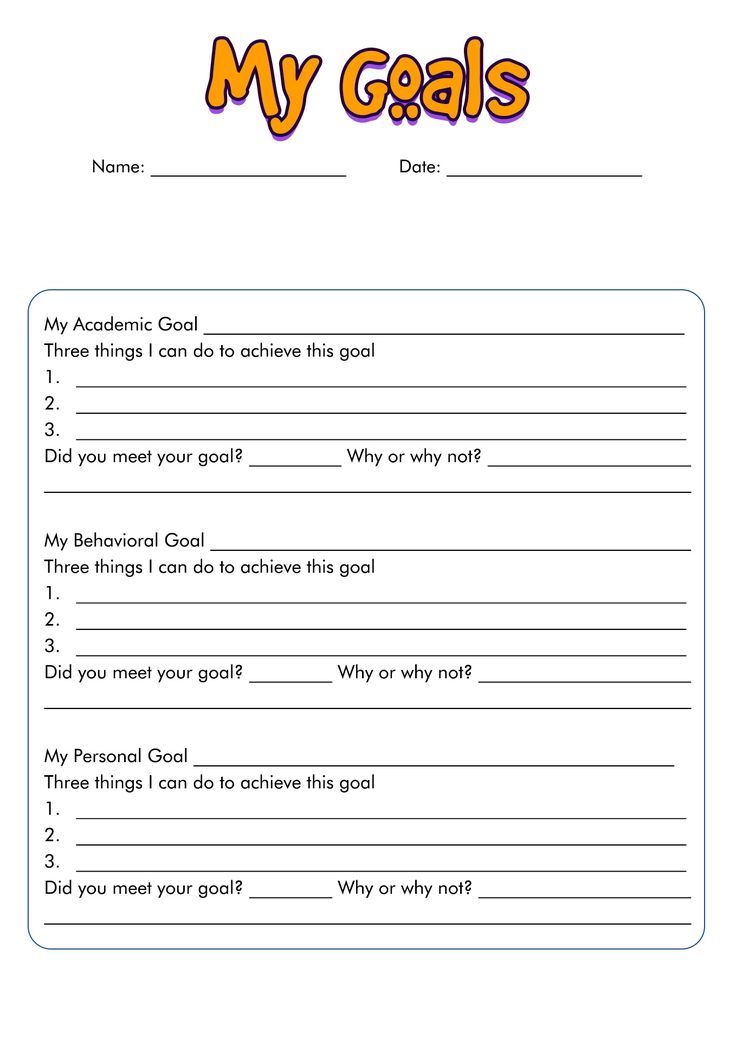 the goal worksheet for students to learn how to write and draw their goals