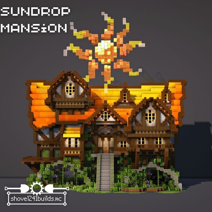 an image of a building made out of lego blocks with the words sundrop mansion on it