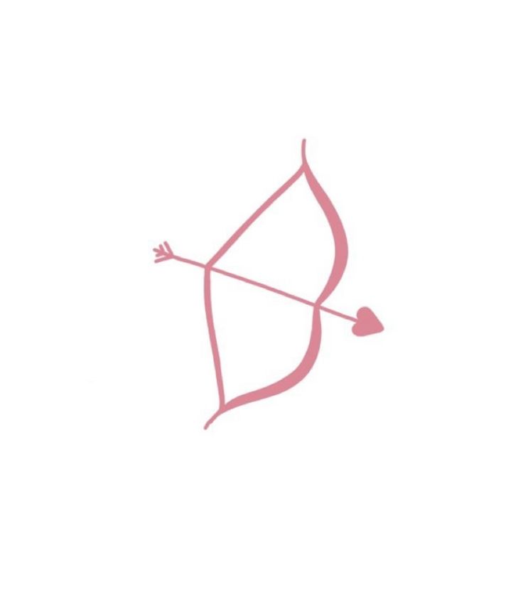 a pink bow and arrow on a white background with the words love is in the air