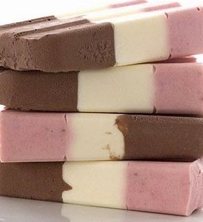 three ice cream bars stacked on top of each other